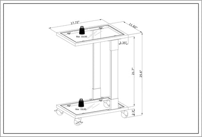 Top C Shape Acrylic Square Sofa Table with Glass Top and 4 Wheels_10