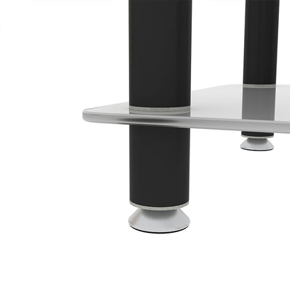 2 Tiers Space Saving End Table Modern Design Night Stand with Storage Shelve- White+Black_21