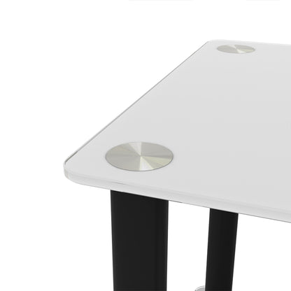 2 Tiers Space Saving End Table Modern Design Night Stand with Storage Shelve- White+Black_18