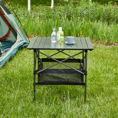 Aluminum Folding Outdoor Camping Roll-Up Square Table with Carrying Bag_2