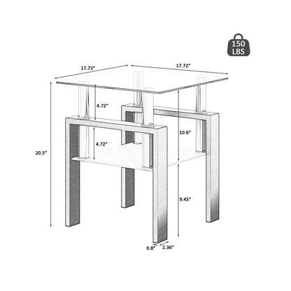 Tempered Glass Bedside Corner Coffee Table Contemporary End Table in Black_6