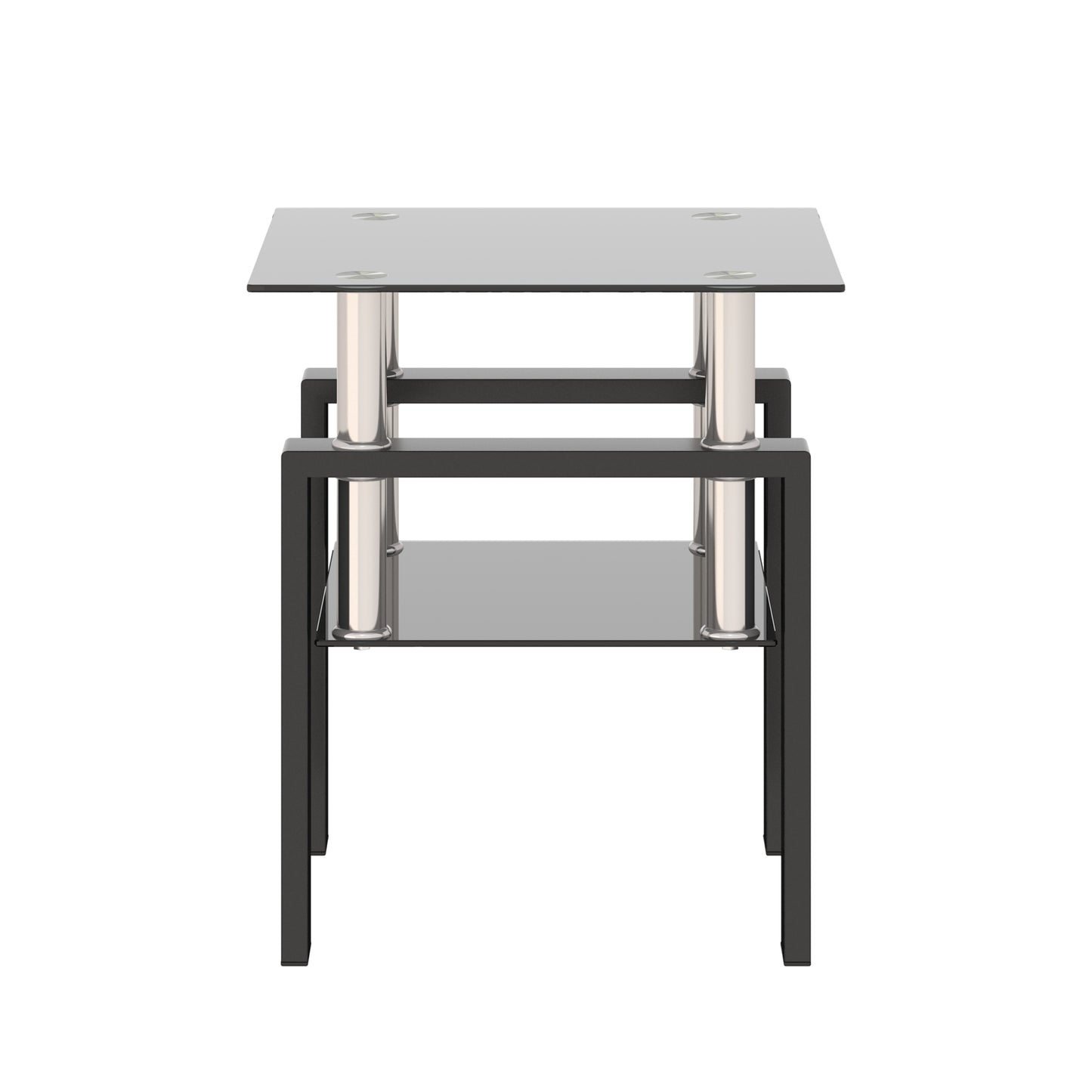 Modern Tempered Glass Coffee and Tea Table Square End Table in Black_5