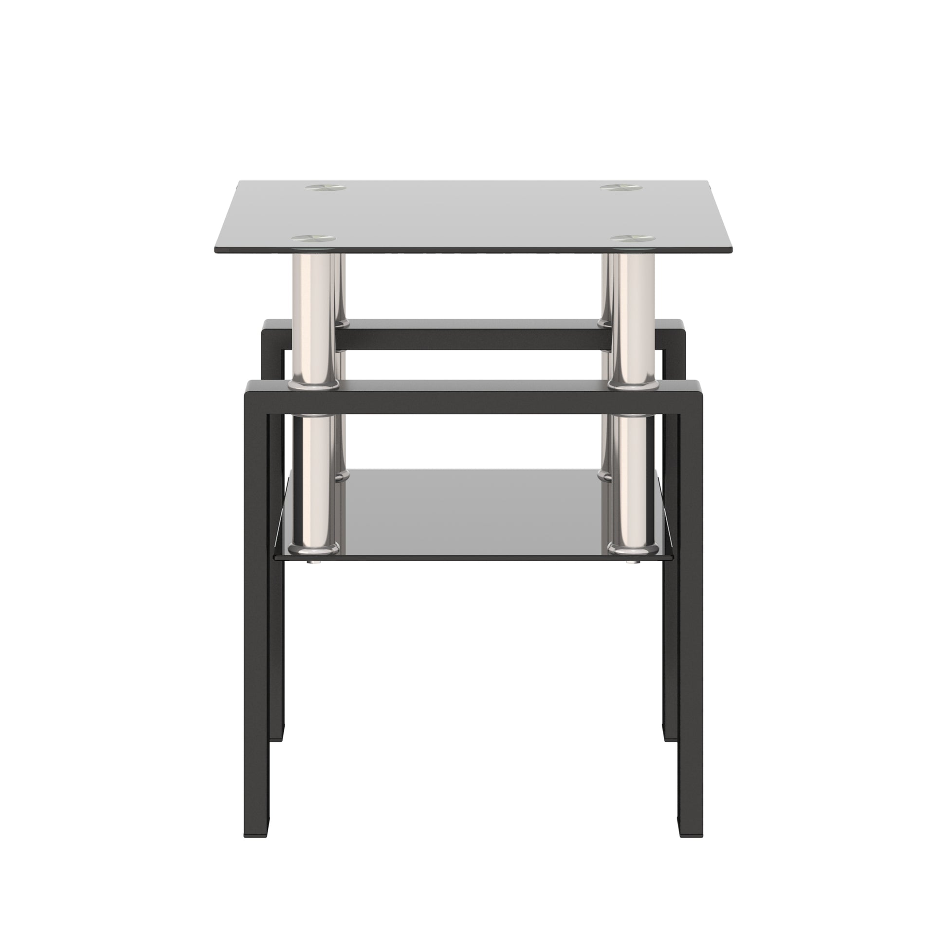 Modern Tempered Glass Coffee and Tea Table Square End Table in Black_5