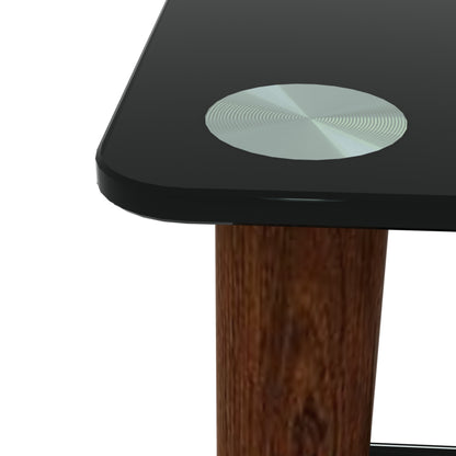 2 Tiers Space Saving End Table Modern Design Night Stand with Storage Shelve- Black+Walnut_24