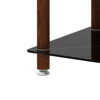 2 Tiers Space Saving End Table Modern Design Night Stand with Storage Shelve- Black+Walnut_19
