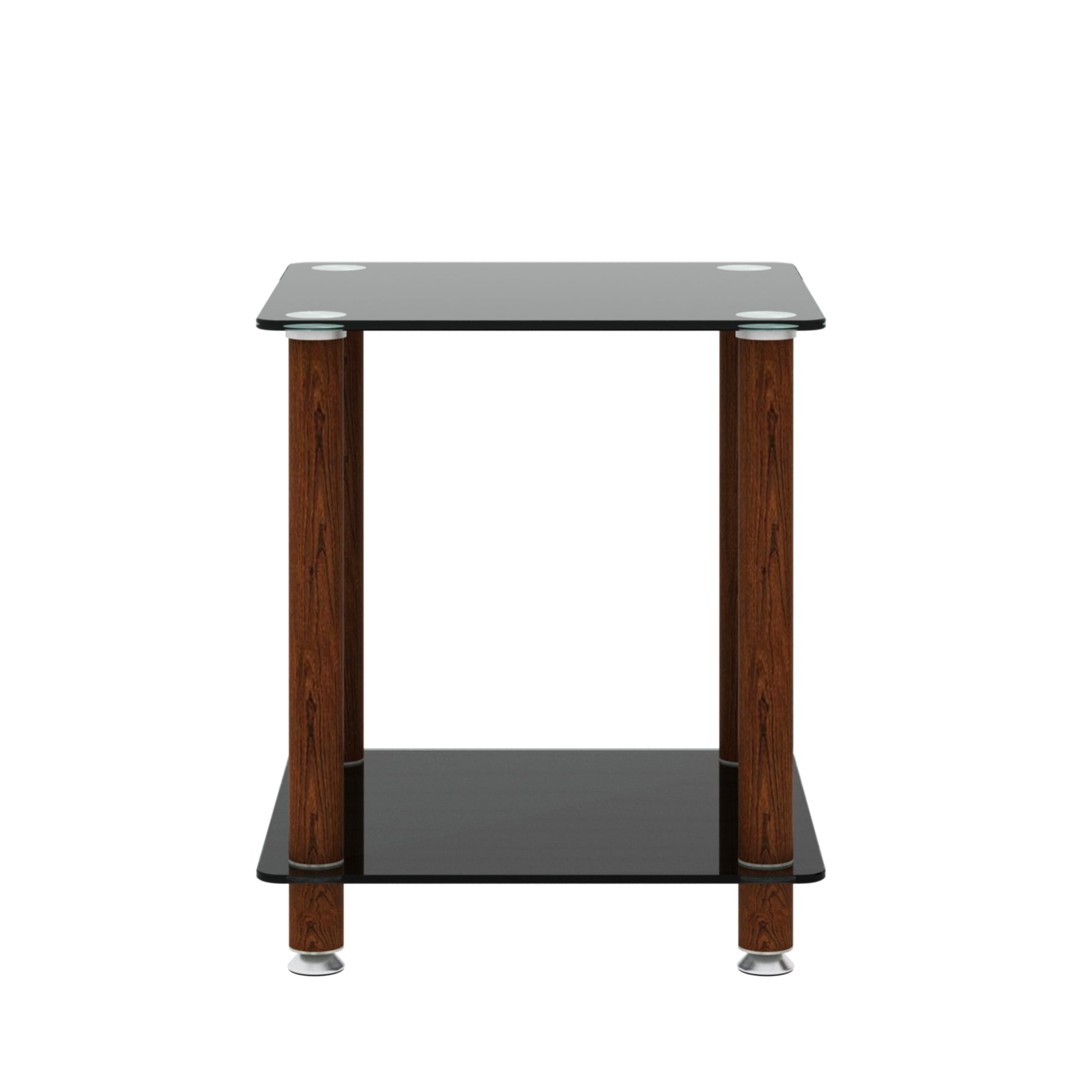 2 Tiers Space Saving End Table Modern Design Night Stand with Storage Shelve- Black+Walnut_12