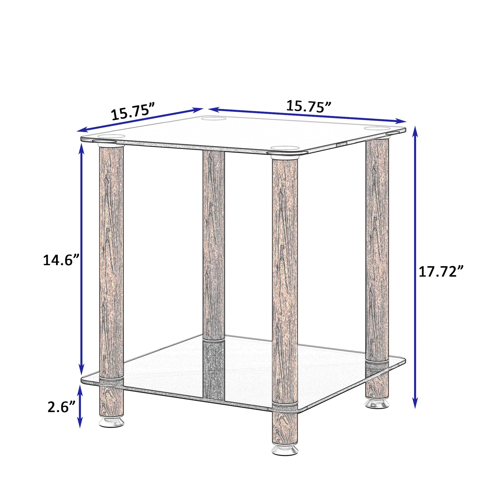 2 Tiers Space Saving End Table Modern Design Night Stand with Storage Shelve- Black+Walnut_6