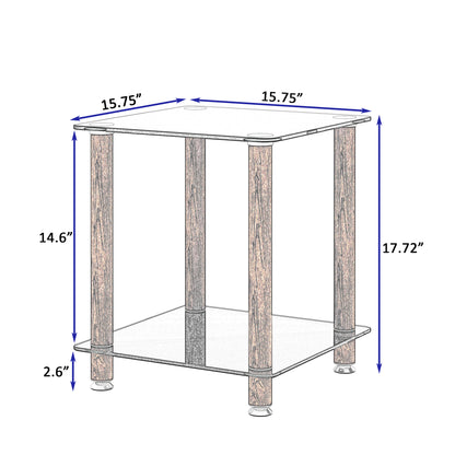 2 Tiers Space Saving End Table Modern Design Night Stand with Storage Shelve- Black+Walnut_6
