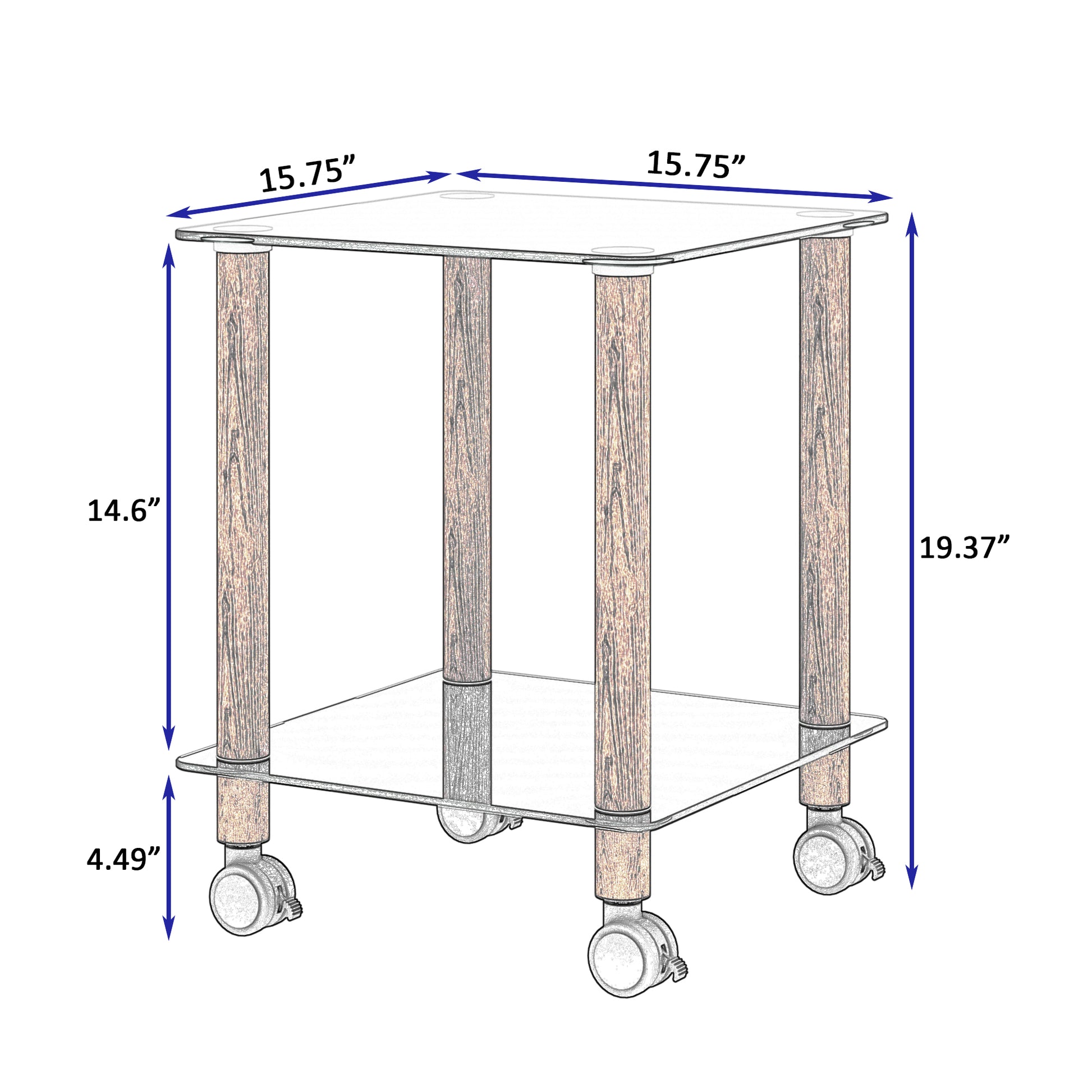 2 Tiers Space Saving End Table Modern Design Night Stand with Storage Shelve- Black+Walnut_8