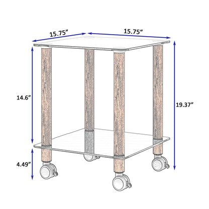 2 Tiers Space Saving End Table Modern Design Night Stand with Storage Shelve- Black+Walnut_8