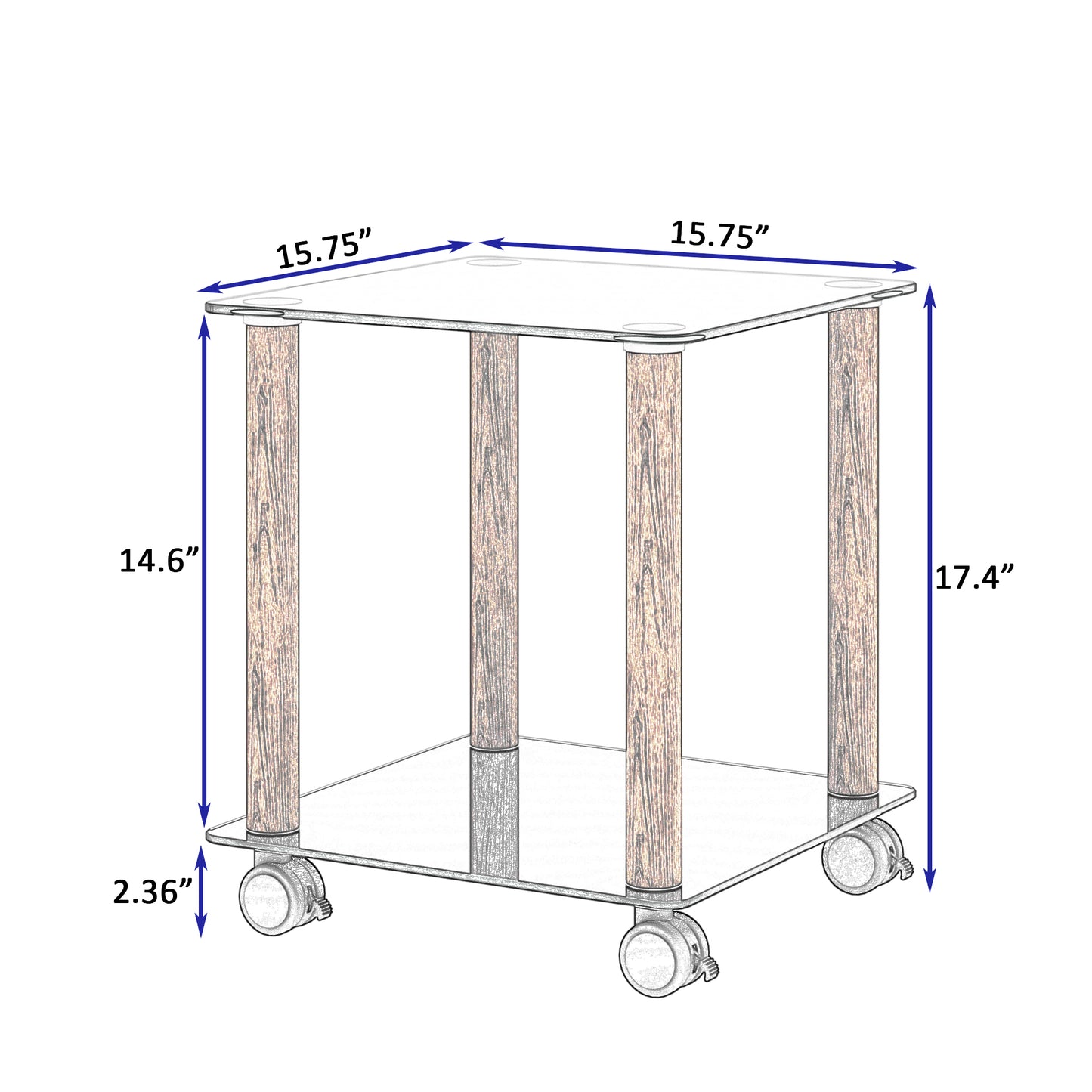 2 Tiers Space Saving End Table Modern Design Night Stand with Storage Shelve- Black+Walnut_7