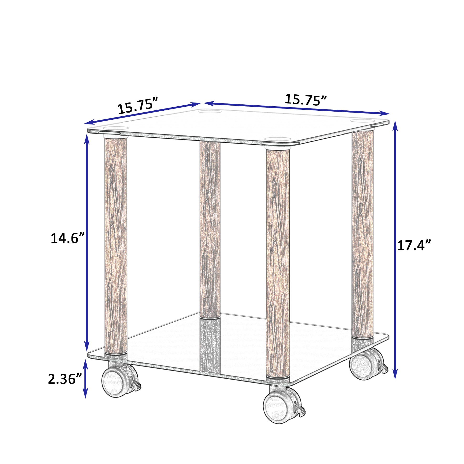 2 Tiers Space Saving End Table Modern Design Night Stand with Storage Shelve- Black+Walnut_7