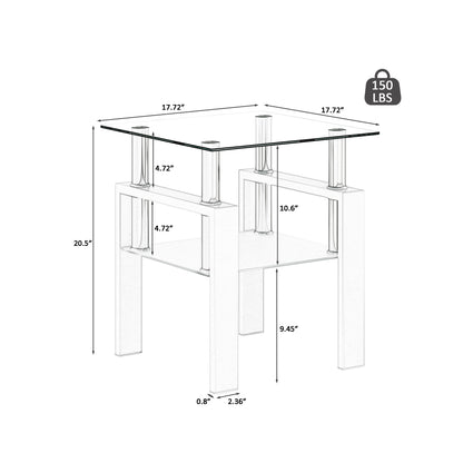 Tempered Glass Bedside Corner Coffee Table Contemporary End Table in White_10