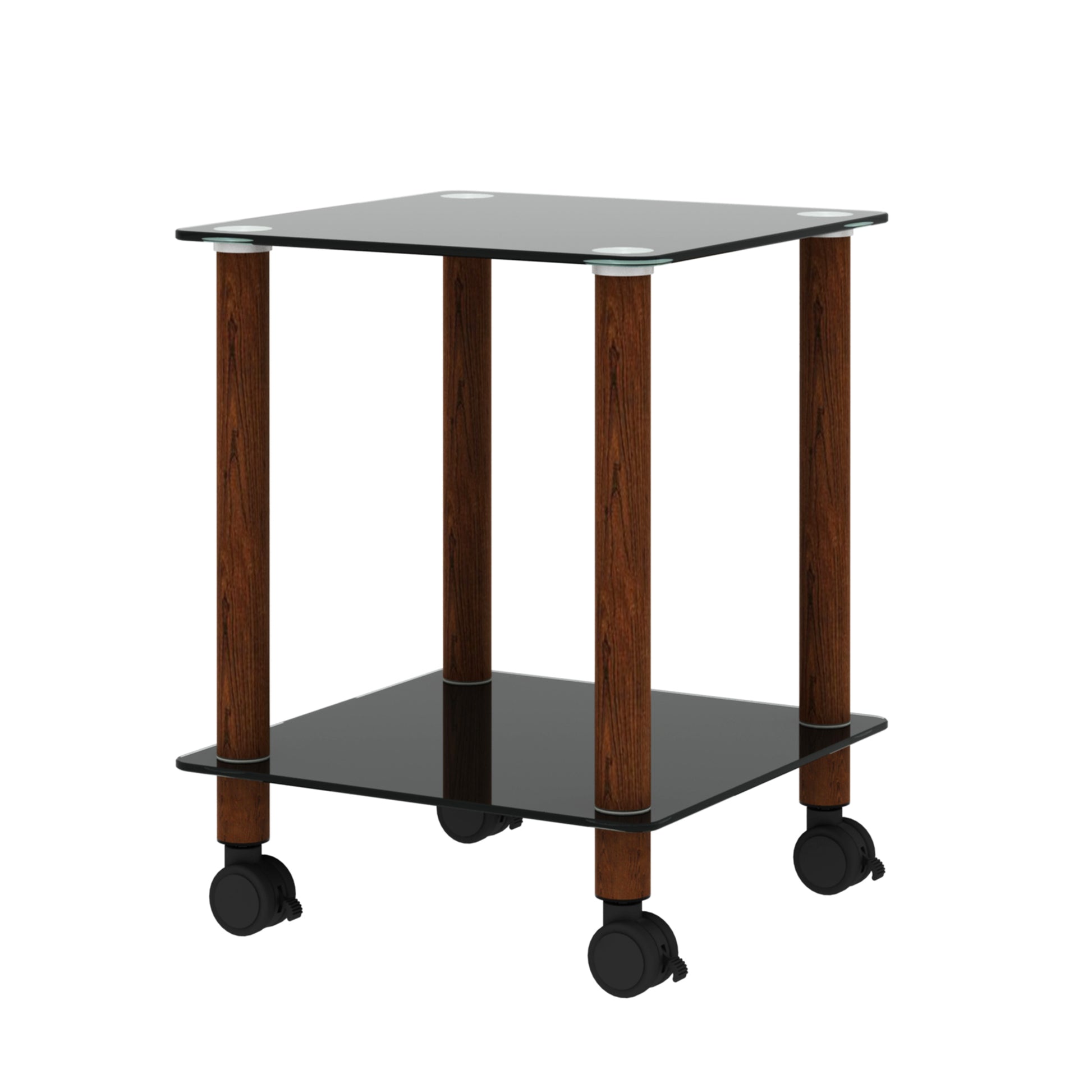 2 Tiers Space Saving End Table Modern Design Night Stand with Storage Shelve- Black+Walnut_17