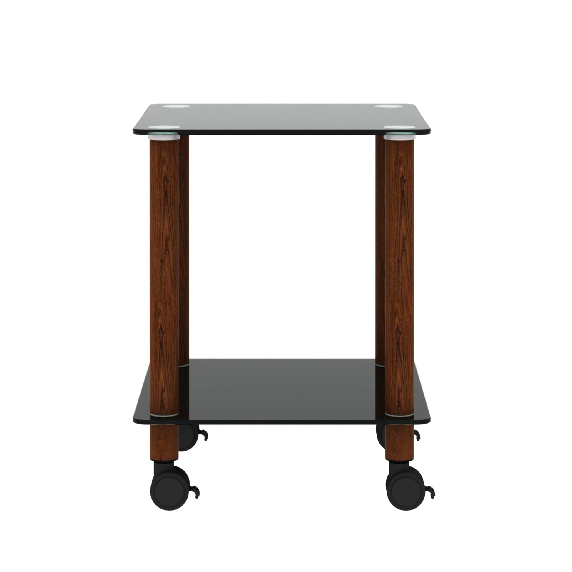 2 Tiers Space Saving End Table Modern Design Night Stand with Storage Shelve- Black+Walnut_16