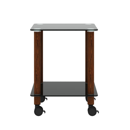 2 Tiers Space Saving End Table Modern Design Night Stand with Storage Shelve- Black+Walnut_16