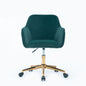 360° Revolving Modern Design Velvet Home and Office Chair with Metal Legs- Dark Green_11