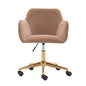 360° Revolving Modern Design Velvet Home and Office Chair with Metal Legs- Light Coffee_14