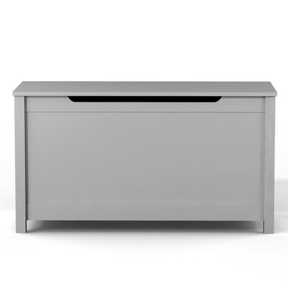 Kids Wooden Toy Box Storage with Safety Hinged Lid for Ages 3+ -Gray_8