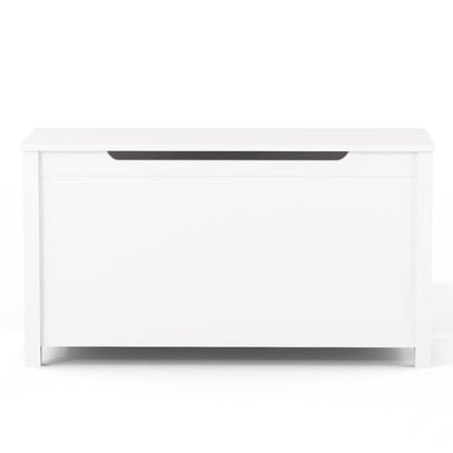 Kids Wooden Toy Box Storage with Safety Hinged Lid for Ages 3+ -White_8