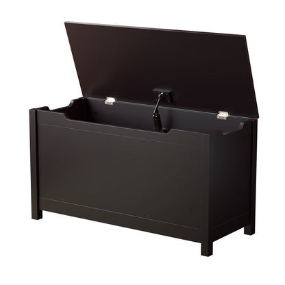 Kids Wooden Toy Box Storage with Safety Hinged Lid for Ages 3+ -Dark Brown_11
