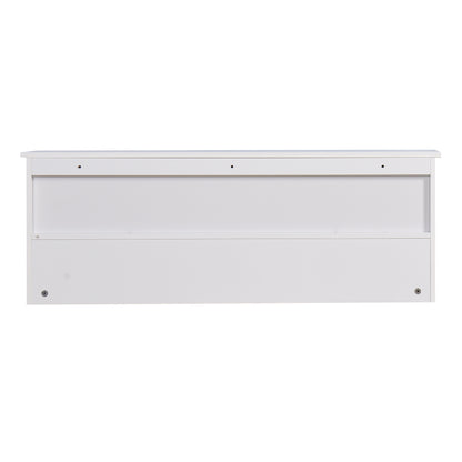 Entryway Wall Mounted Coat Rack with 4 Dual Hooks Wooden Shelf- White_5
