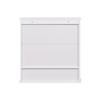 Wall Mounted Bathroom Cabinet with 2 Mirror Doors and Adjustable Shelf- White_8