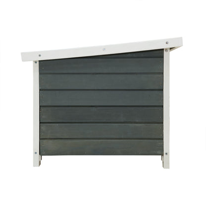 Weatherproof Wooden Outdoor Rabbit Hutch Lockable Animal House- Grey_3