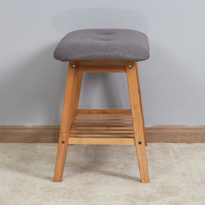 Entryway Wooden Shoe Storage Rack Bamboo Changing Stool- Natural_4