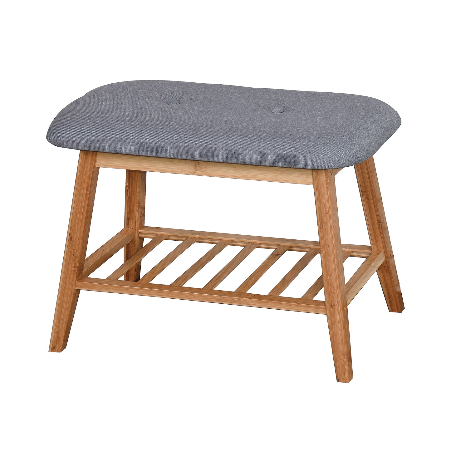 Entryway Wooden Shoe Storage Rack Bamboo Changing Stool- Natural_2