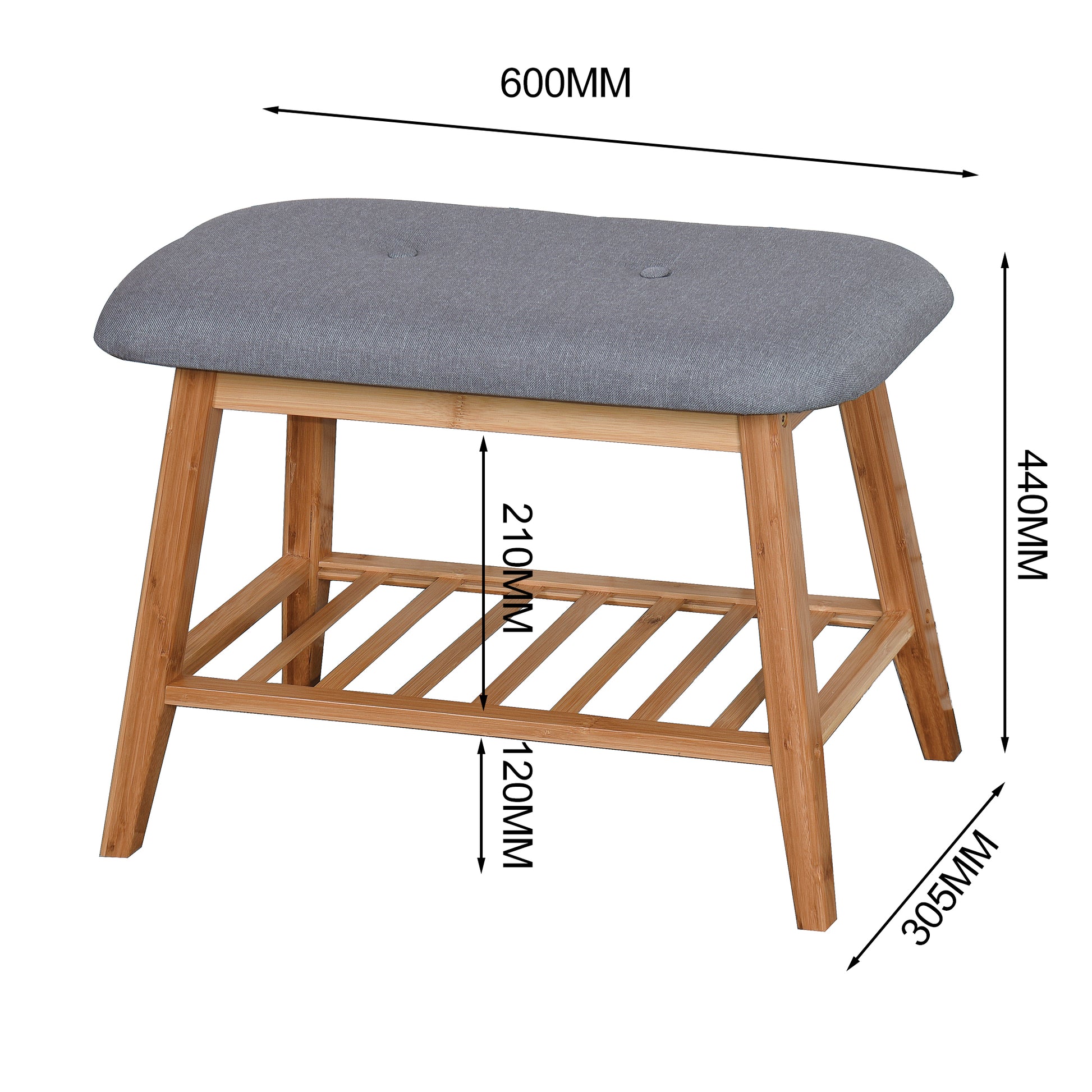 Entryway Wooden Shoe Storage Rack Bamboo Changing Stool- Natural_3