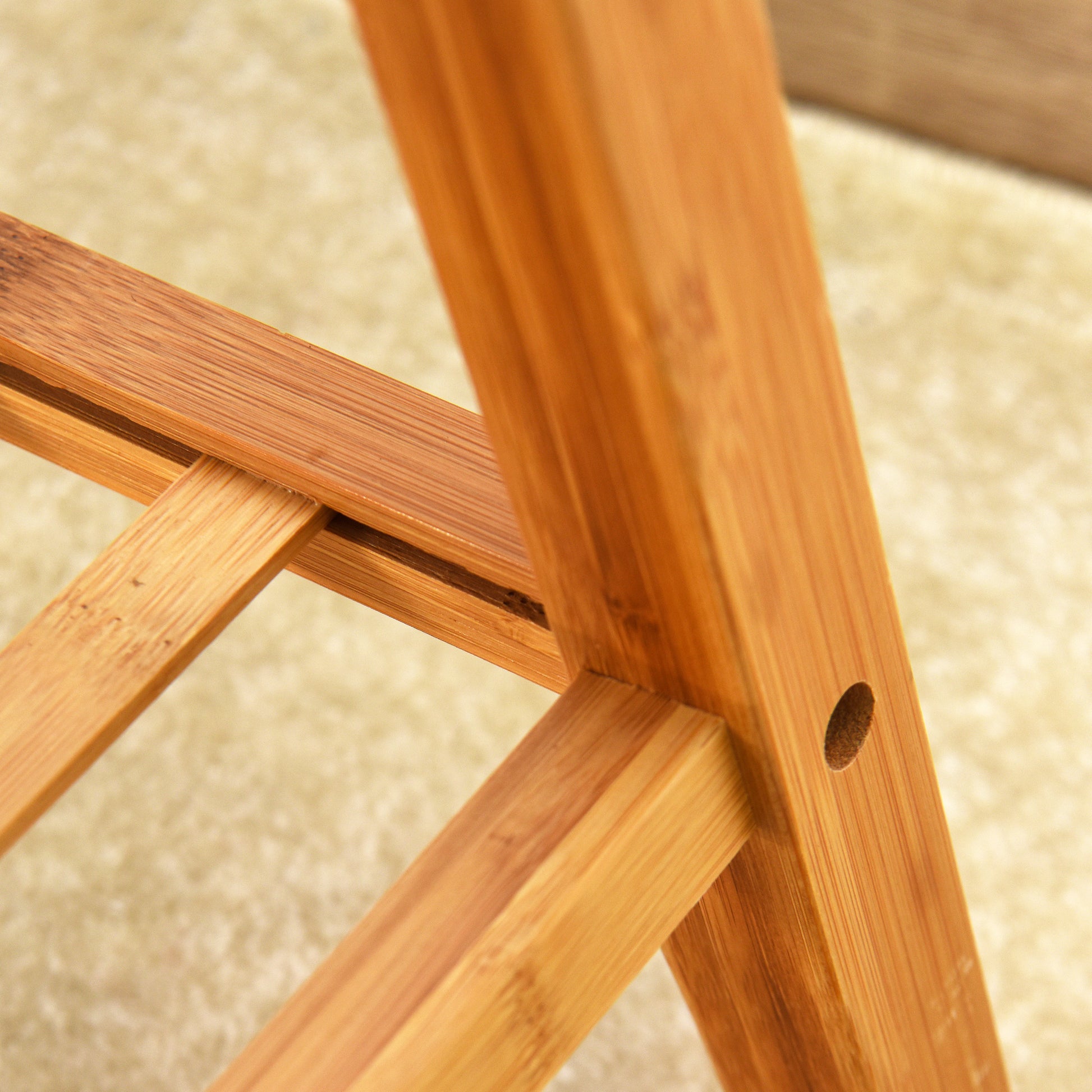 Entryway Wooden Shoe Storage Rack Bamboo Changing Stool- Natural_7