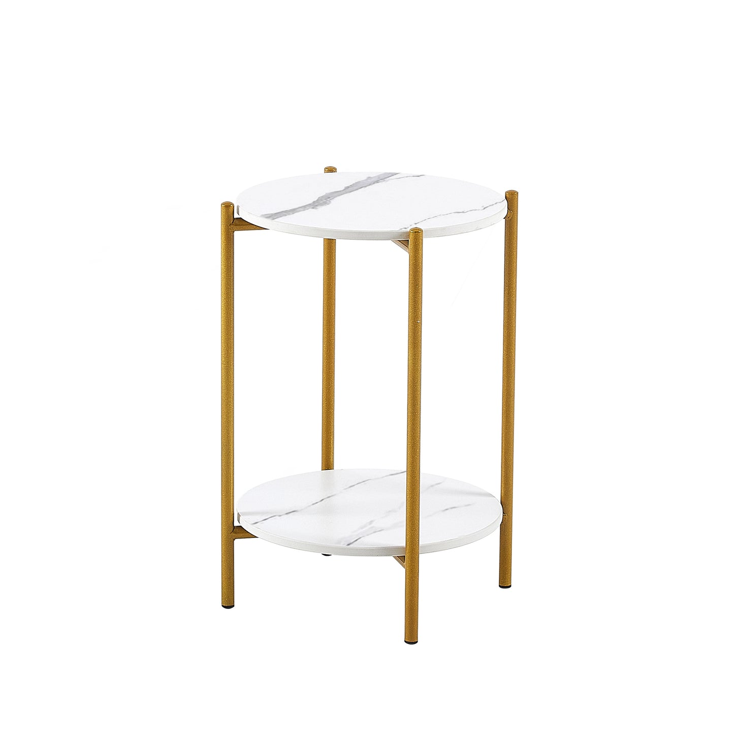 2 Layered Indoor and Outdoor Metal Coffee Table for Home and Office- Marble, Golden_12