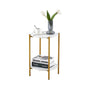 2 Layered Indoor and Outdoor Metal Coffee Table for Home and Office- Marble, Golden_13