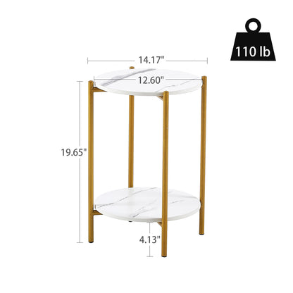 2 Layered Indoor and Outdoor Metal Coffee Table for Home and Office- Marble, Golden_8