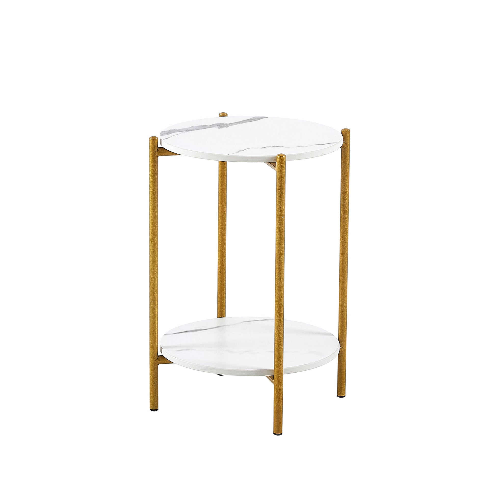2 Layered Indoor and Outdoor Metal Coffee Table for Home and Office- Marble, Golden_11