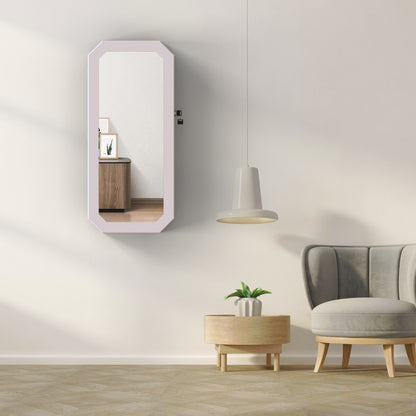 Fashionable Octagon Rimmed Mirror and Jewelry Storage Cabinet- White_15