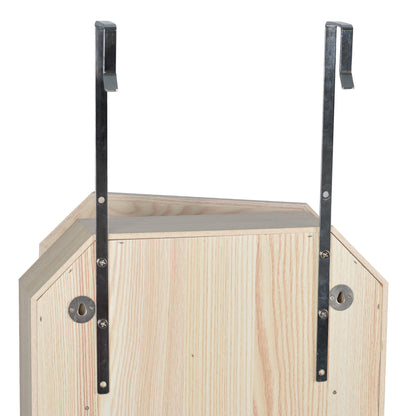 Fashionable Octagon Rimmed Mirror and Jewelry Storage Cabinet- Natural_2
