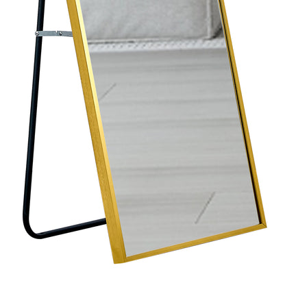 Wall Mounted Full-Length Body Mirror with Aluminum Alloy Metal Frame- Golden_14