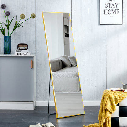 Wall Mounted Full-Length Body Mirror with Aluminum Alloy Metal Frame- Golden_3