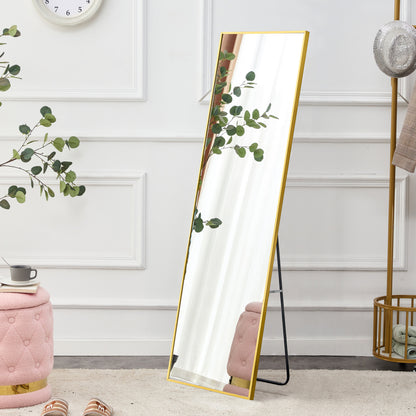Wall Mounted Full-Length Body Mirror with Aluminum Alloy Metal Frame- Golden_2