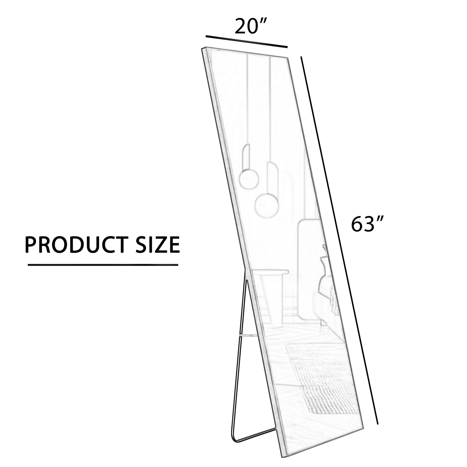 Wall Mounted Full-Length Body Mirror with Aluminum Alloy Metal Frame- Golden_10