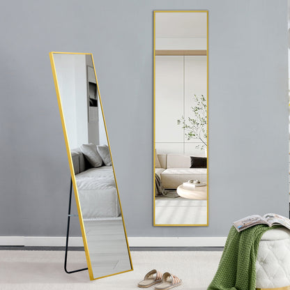 Wall Mounted Full-Length Body Mirror with Aluminum Alloy Metal Frame- Golden_5