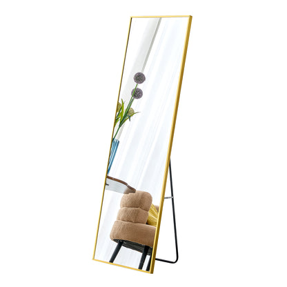 Wall Mounted Full-Length Body Mirror with Aluminum Alloy Metal Frame- Golden_13