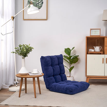 5 Height Adjustment Modern Tatami Sofa Folding Leisure Lounge Chair- Navy_8