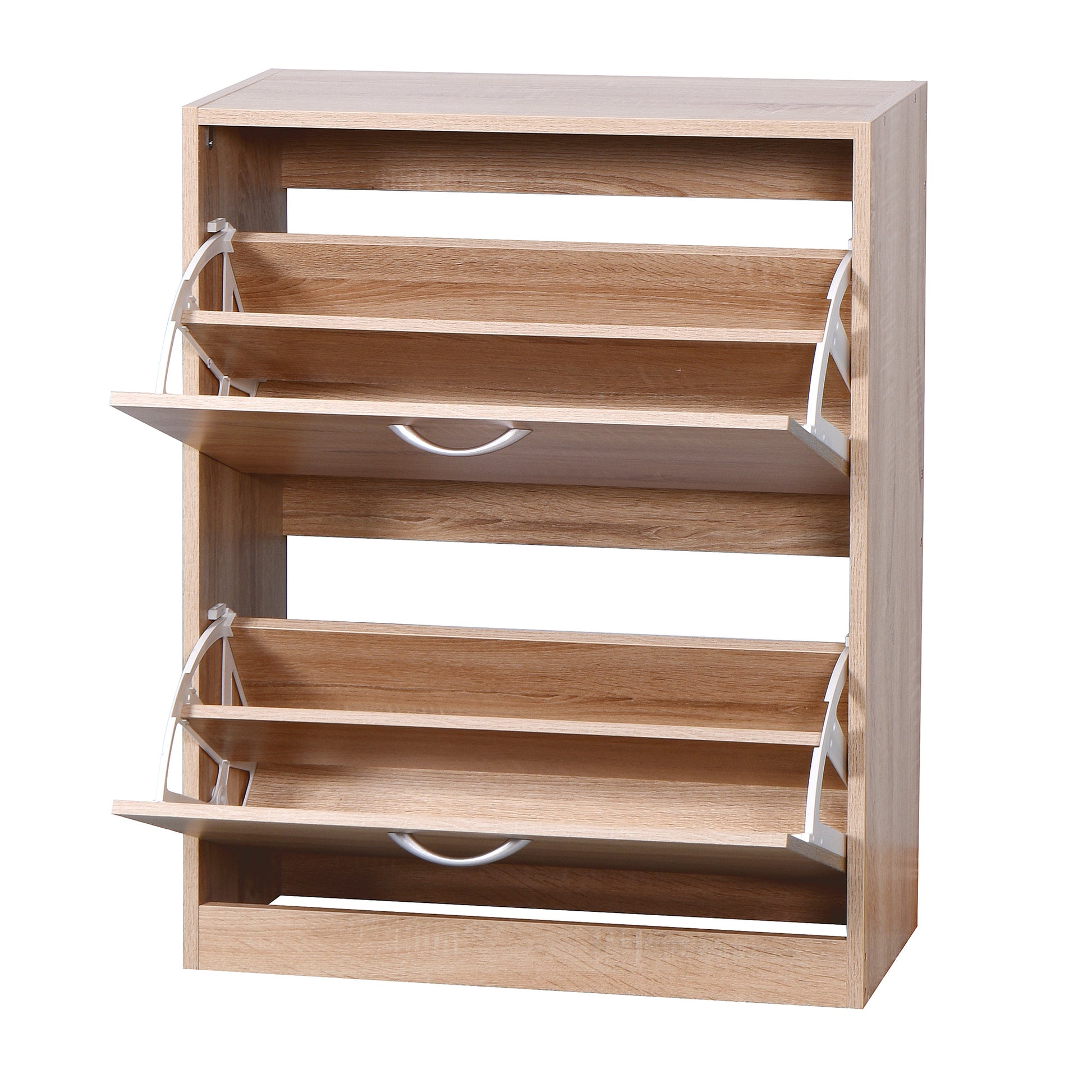 Entryway Wooden Shoe Storage and Cabinet with 2 Flip Doors- Natural_1