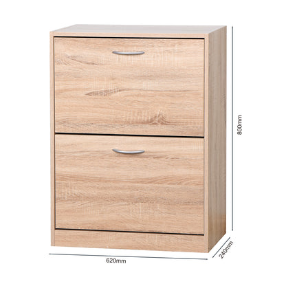 Entryway Wooden Shoe Storage and Cabinet with 2 Flip Doors- Natural_3