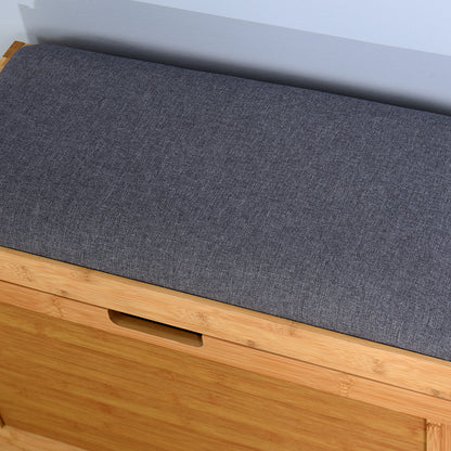 Entryway Wooden Shoe Changing Stool and Cabinet with Foldable Shelf- Natural_4