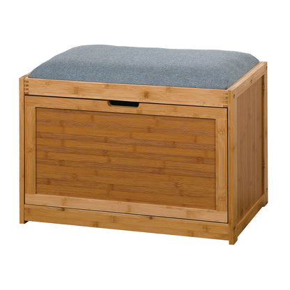 Entryway Wooden Shoe Changing Stool and Cabinet with Foldable Shelf- Natural_2