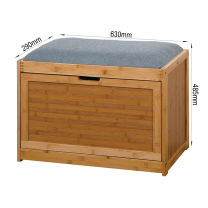 Entryway Wooden Shoe Changing Stool and Cabinet with Foldable Shelf- Natural_3